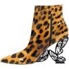 imageFSJ Women Chic Pointed Toe Butterfly High Heel Ankle Boots Side Zipper Glossy Leather Booties Casual Fashion Party Shoes Size 416 USLeopard