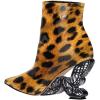 imageFSJ Women Chic Pointed Toe Butterfly High Heel Ankle Boots Side Zipper Glossy Leather Booties Casual Fashion Party Shoes Size 416 USLeopard