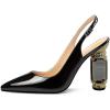 imageFSJ Women Crystal Chunky Heel Slingback Pumps Block High Heels Sandals Sexy Pointed Toe Ankle Buckle Wedding Cocktail Shoes Size 415 USBlack