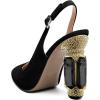 imageFSJ Women Crystal Chunky Heel Slingback Pumps Block High Heels Sandals Sexy Pointed Toe Ankle Buckle Wedding Cocktail Shoes Size 415 USBlack Suede