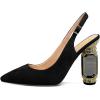 imageFSJ Women Crystal Chunky Heel Slingback Pumps Block High Heels Sandals Sexy Pointed Toe Ankle Buckle Wedding Cocktail Shoes Size 415 USBlack Suede