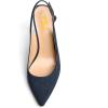 imageFSJ Women Crystal Chunky Heel Slingback Pumps Block High Heels Sandals Sexy Pointed Toe Ankle Buckle Wedding Cocktail Shoes Size 415 USNavy Suede