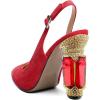 imageFSJ Women Crystal Chunky Heel Slingback Pumps Block High Heels Sandals Sexy Pointed Toe Ankle Buckle Wedding Cocktail Shoes Size 415 USRed Suede