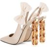 imageFSJ Women Cute Pointed Toe Stiletto High Heel Ankle Strap Pumps Rhinestone Bowknot Slingback Slip On Party Dress Shoes Size 415 USBeige Crystal Heel