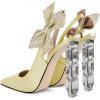 imageFSJ Women Cute Pointed Toe Stiletto High Heel Ankle Strap Pumps Rhinestone Bowknot Slingback Slip On Party Dress Shoes Size 415 USLightyellow Crystal Heel
