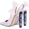 imageFSJ Women Cute Pointed Toe Stiletto High Heel Ankle Strap Pumps Rhinestone Bowknot Slingback Slip On Party Dress Shoes Size 415 USThistle Crystal Heel