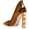 imageFSJ Women Pointed Toe Slip On Crystal Pumps Gorgeous Three Diamonds High Heel Bridal Wedding Comfort Party Dress Shoes Size 416 USBrown
