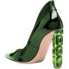 imageFSJ Women Pointed Toe Slip On Crystal Pumps Gorgeous Three Diamonds High Heel Bridal Wedding Comfort Party Dress Shoes Size 416 USGreen