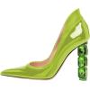 imageFSJ Women Pointed Toe Slip On Crystal Pumps Gorgeous Three Diamonds High Heel Bridal Wedding Comfort Party Dress Shoes Size 416 USLime Green