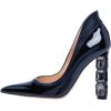 imageFSJ Women Pointed Toe Slip On Crystal Pumps Gorgeous Three Diamonds High Heel Bridal Wedding Comfort Party Dress Shoes Size 416 USNavy Blue