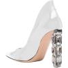 imageFSJ Women Pointed Toe Slip On Crystal Pumps Gorgeous Three Diamonds High Heel Bridal Wedding Comfort Party Dress Shoes Size 416 USWhite