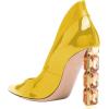 imageFSJ Women Pointed Toe Slip On Crystal Pumps Gorgeous Three Diamonds High Heel Bridal Wedding Comfort Party Dress Shoes Size 416 USYellow