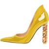imageFSJ Women Pointed Toe Slip On Crystal Pumps Gorgeous Three Diamonds High Heel Bridal Wedding Comfort Party Dress Shoes Size 416 USYellow
