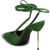 imageFSJ Women Sexy Laceup Slingback Pumps Closed Cap Toe Strappy Stiletto Heel Sandals Cocktail Nightclub Party Shoes Size 415 USGreen