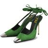 imageFSJ Women Sexy Laceup Slingback Pumps Closed Cap Toe Strappy Stiletto Heel Sandals Cocktail Nightclub Party Shoes Size 415 USGreen
