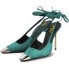 imageFSJ Women Sexy Laceup Slingback Pumps Closed Cap Toe Strappy Stiletto Heel Sandals Cocktail Nightclub Party Shoes Size 415 USTeal