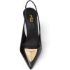 imageFSJ Women Slingback Stiletto High Heels Pumps Pointed Toe Metallic Triangle Sleek Sandals with Strech Strap Sexy Office Dress Shoes Size 416 USBlack