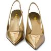 imageFSJ Women Slingback Stiletto High Heels Pumps Pointed Toe Metallic Triangle Sleek Sandals with Strech Strap Sexy Office Dress Shoes Size 416 USGold