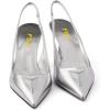 imageFSJ Women Slingback Stiletto High Heels Pumps Pointed Toe Metallic Triangle Sleek Sandals with Strech Strap Sexy Office Dress Shoes Size 416 USSilver