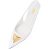imageFSJ Women Slingback Stiletto High Heels Pumps Pointed Toe Metallic Triangle Sleek Sandals with Strech Strap Sexy Office Dress Shoes Size 416 USWhite