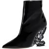 imageFSJ Women Chic Pointed Toe Butterfly High Heel Ankle Boots Side Zipper Glossy Leather Booties Casual Fashion Party Shoes Size 416 USBlack