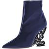 imageFSJ Women Chic Pointed Toe Butterfly High Heel Ankle Boots Side Zipper Glossy Leather Booties Casual Fashion Party Shoes Size 416 USBlue