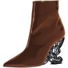 imageFSJ Women Chic Pointed Toe Butterfly High Heel Ankle Boots Side Zipper Glossy Leather Booties Casual Fashion Party Shoes Size 416 USBrown