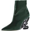 imageFSJ Women Chic Pointed Toe Butterfly High Heel Ankle Boots Side Zipper Glossy Leather Booties Casual Fashion Party Shoes Size 416 USGreen