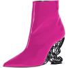 imageFSJ Women Chic Pointed Toe Butterfly High Heel Ankle Boots Side Zipper Glossy Leather Booties Casual Fashion Party Shoes Size 416 USHot Pink