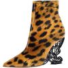 imageFSJ Women Chic Pointed Toe Butterfly High Heel Ankle Boots Side Zipper Glossy Leather Booties Casual Fashion Party Shoes Size 416 USLeopard