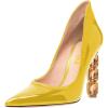 imageFSJ Women Pointed Toe Slip On Crystal Pumps Gorgeous Three Diamonds High Heel Bridal Wedding Comfort Party Dress Shoes Size 416 USYellow
