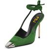 imageFSJ Women Sexy Laceup Slingback Pumps Closed Cap Toe Strappy Stiletto Heel Sandals Cocktail Nightclub Party Shoes Size 415 USGreen