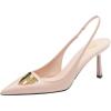 imageFSJ Women Slingback Stiletto High Heels Pumps Pointed Toe Metallic Triangle Sleek Sandals with Strech Strap Sexy Office Dress Shoes Size 416 USNude Pink