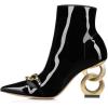 imageFSJ Women Ankle Boots Closed Pointed Toe Gold Chain Heel with Side Zipper Elegant Party Daily Dress Booties Shoes Size 416 USBlack