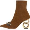 imageFSJ Women Ankle Boots Closed Pointed Toe Gold Chain Heel with Side Zipper Elegant Party Daily Dress Booties Shoes Size 416 USBrown