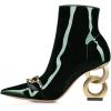 imageFSJ Women Ankle Boots Closed Pointed Toe Gold Chain Heel with Side Zipper Elegant Party Daily Dress Booties Shoes Size 416 USDark Green
