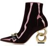 imageFSJ Women Ankle Boots Closed Pointed Toe Gold Chain Heel with Side Zipper Elegant Party Daily Dress Booties Shoes Size 416 USMaroon