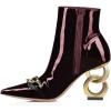 imageFSJ Women Ankle Boots Closed Pointed Toe Gold Chain Heel with Side Zipper Elegant Party Daily Dress Booties Shoes Size 416 USMaroon