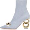 imageFSJ Women Ankle Boots Closed Pointed Toe Gold Chain Heel with Side Zipper Elegant Party Daily Dress Booties Shoes Size 416 USPale Blue