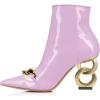 imageFSJ Women Ankle Boots Closed Pointed Toe Gold Chain Heel with Side Zipper Elegant Party Daily Dress Booties Shoes Size 416 USPink Mauve