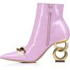 imageFSJ Women Ankle Boots Closed Pointed Toe Gold Chain Heel with Side Zipper Elegant Party Daily Dress Booties Shoes Size 416 USPink Mauve