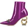 imageFSJ Women Ankle Boots Closed Pointed Toe Gold Chain Heel with Side Zipper Elegant Party Daily Dress Booties Shoes Size 416 USPurple