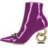imageFSJ Women Ankle Boots Closed Pointed Toe Gold Chain Heel with Side Zipper Elegant Party Daily Dress Booties Shoes Size 416 USPurple