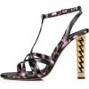imageFSJ Women Ankle Strap High Heels Sandals Open Toe Sexy Comfort Strappy Sandals Chic Metal Chain Chunky Block Heel Wedding Bridal Pumps Shoes Size 416 USPurple Leopard Print