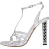imageFSJ Women Ankle Strap High Heels Sandals Open Toe Sexy Comfort Strappy Sandals Chic Metal Chain Chunky Block Heel Wedding Bridal Pumps Shoes Size 416 USSilver
