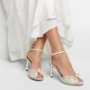 imageFSJ Women Gorgeous Peep Toe with Shiny Decoration Sandals Pearls High Heel Ankle Strap Ladies Party Prom Wedding Dress Shoes Size 416 USBeige Lace