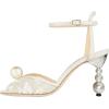 imageFSJ Women Gorgeous Peep Toe with Shiny Decoration Sandals Pearls High Heel Ankle Strap Ladies Party Prom Wedding Dress Shoes Size 416 USBeige Lace