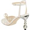 imageFSJ Women Gorgeous Peep Toe with Shiny Decoration Sandals Pearls High Heel Ankle Strap Ladies Party Prom Wedding Dress Shoes Size 416 USBeige Lace