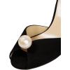 imageFSJ Women Gorgeous Peep Toe with Shiny Decoration Sandals Pearls High Heel Ankle Strap Ladies Party Prom Wedding Dress Shoes Size 416 USBlacksuede