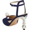 imageFSJ Women Gorgeous Peep Toe with Shiny Decoration Sandals Pearls High Heel Ankle Strap Ladies Party Prom Wedding Dress Shoes Size 416 USBlue